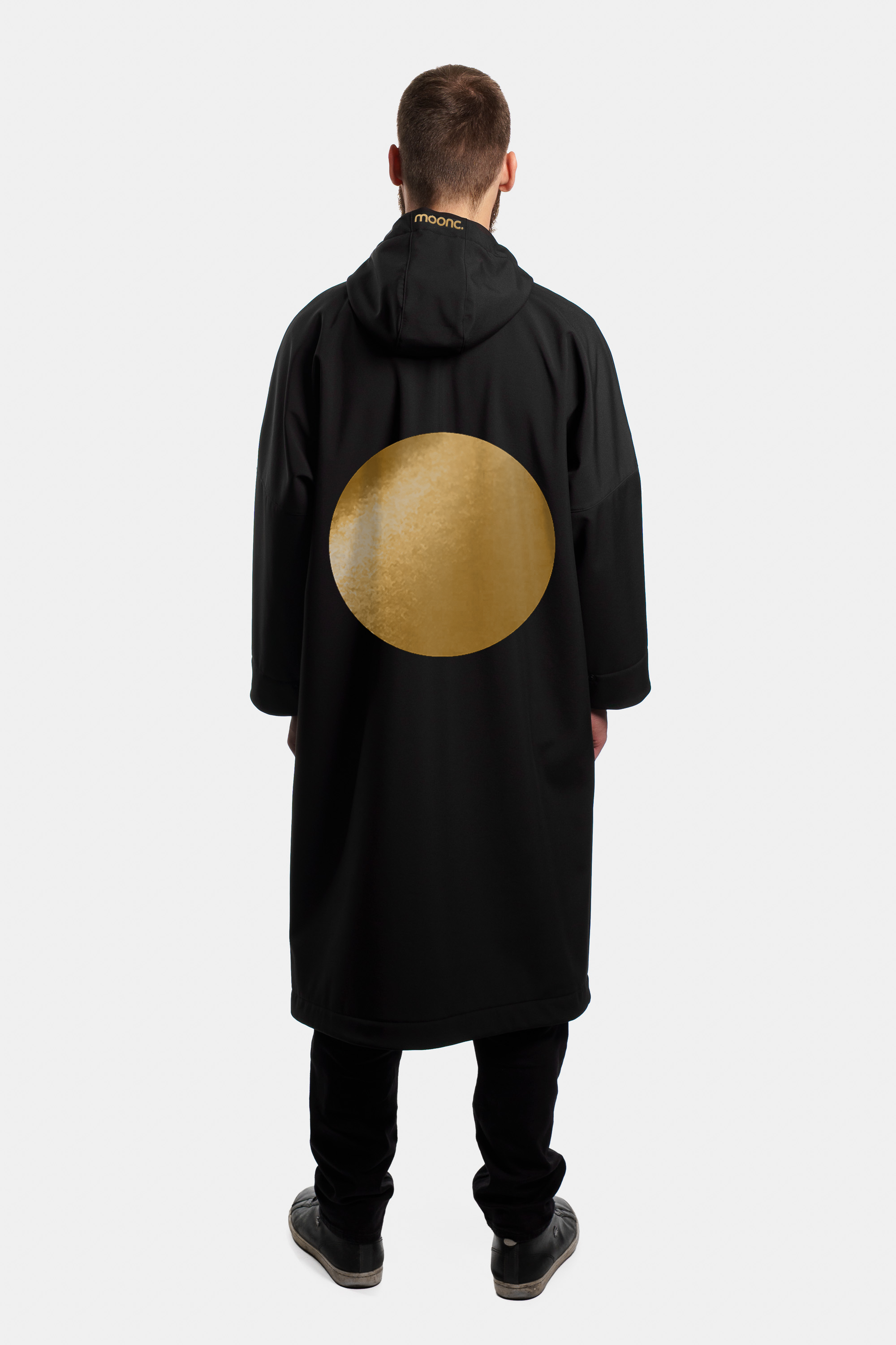 Schwarzer Softshell-Regenmantel mit reflektierendem silbernem Regenbogenmuster, Unisex