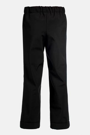 Black softshell pants on a white background