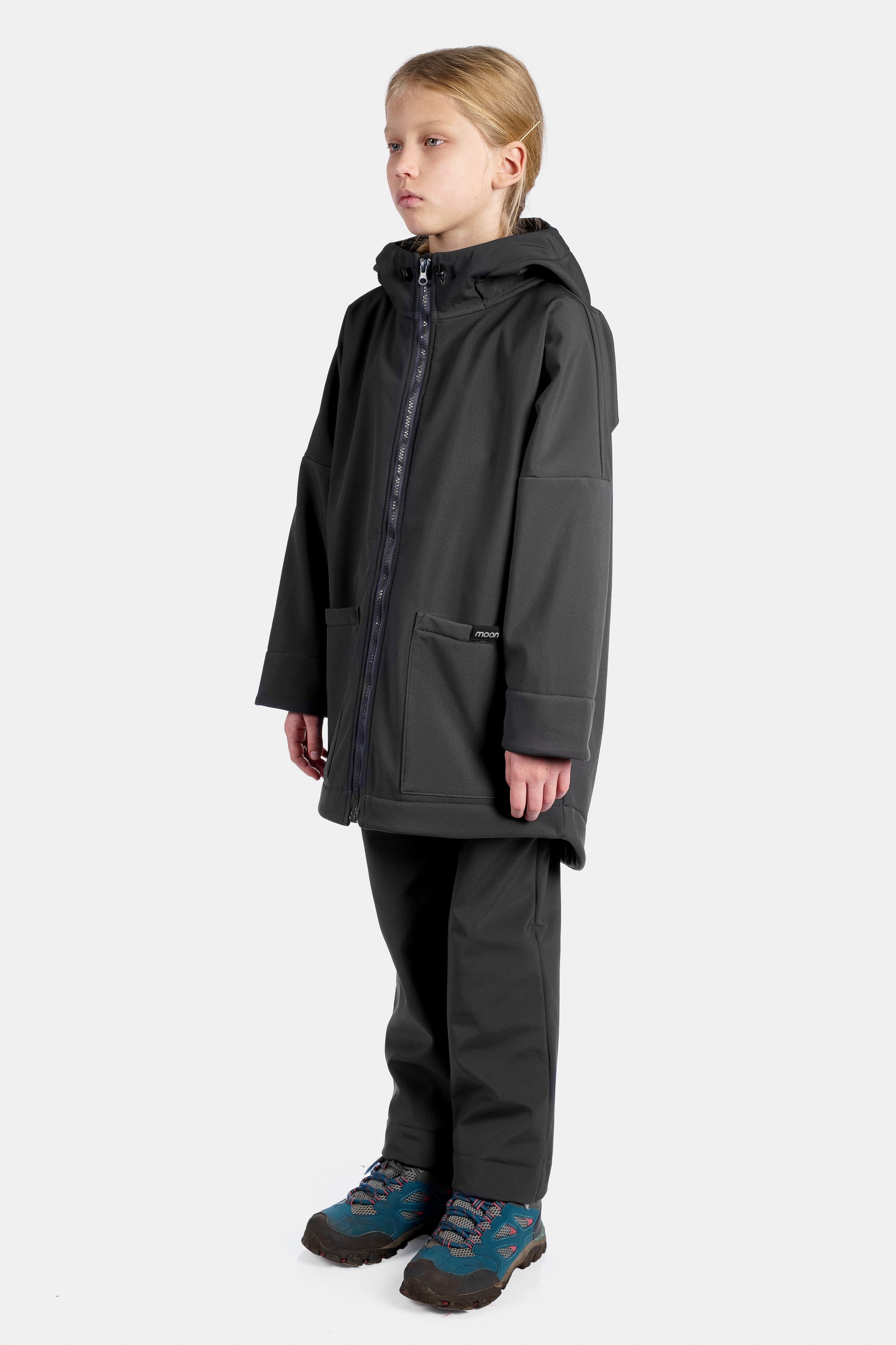 Reflektierende blaue Softshell-Regenjacke mit Ozeanmotiv für Kinder