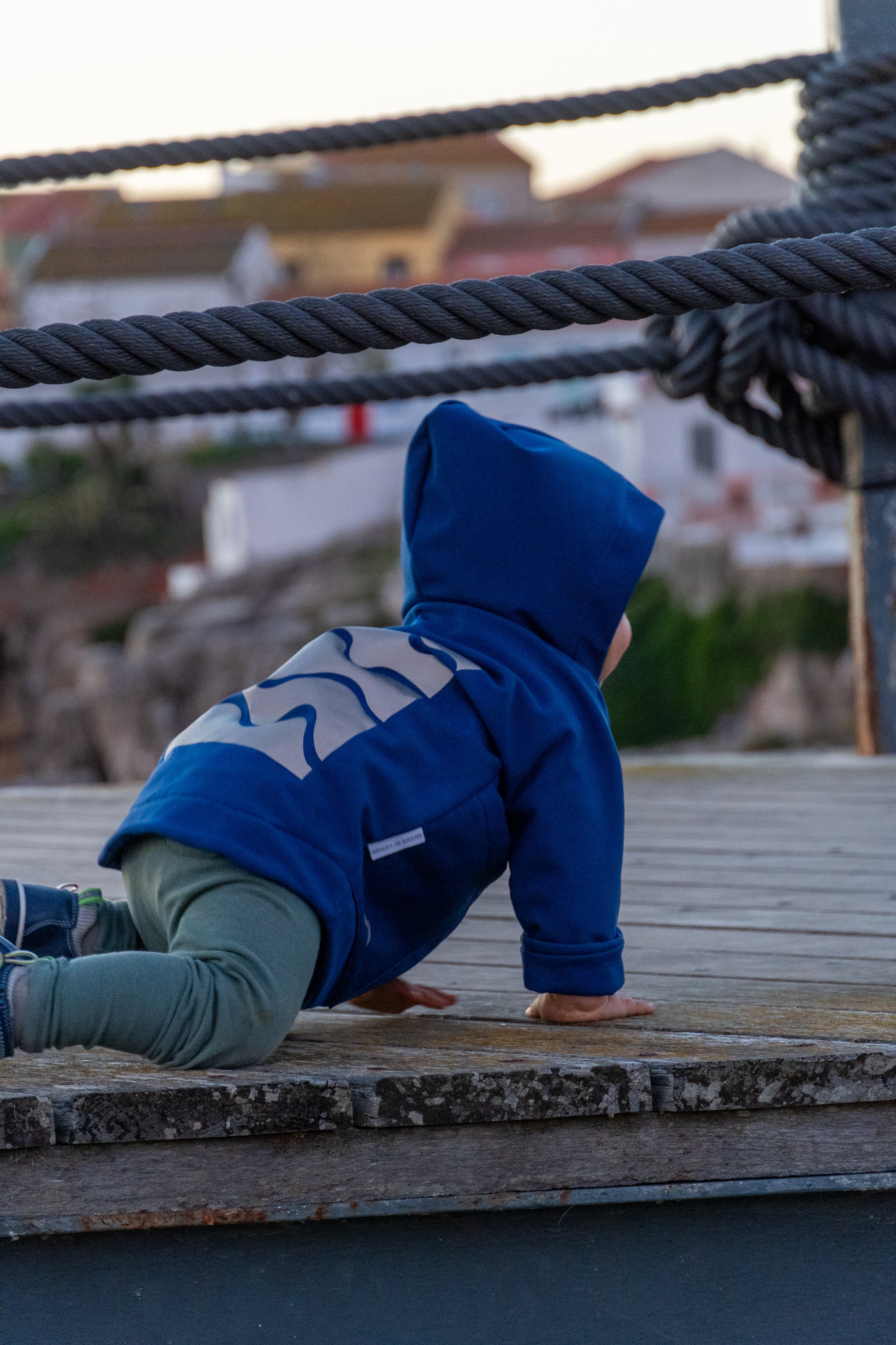 Reflective Ocean Design Kids Blue Softshell Rain Jacket
