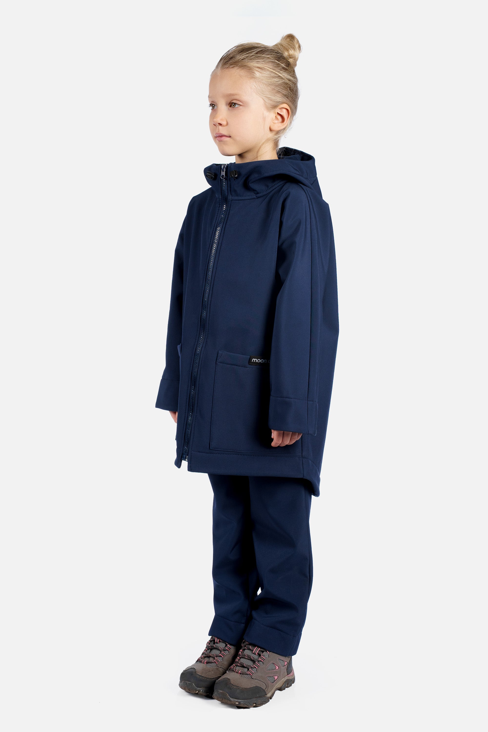 Reflektierende blaue Softshell-Regenjacke mit Ozeanmotiv für Kinder