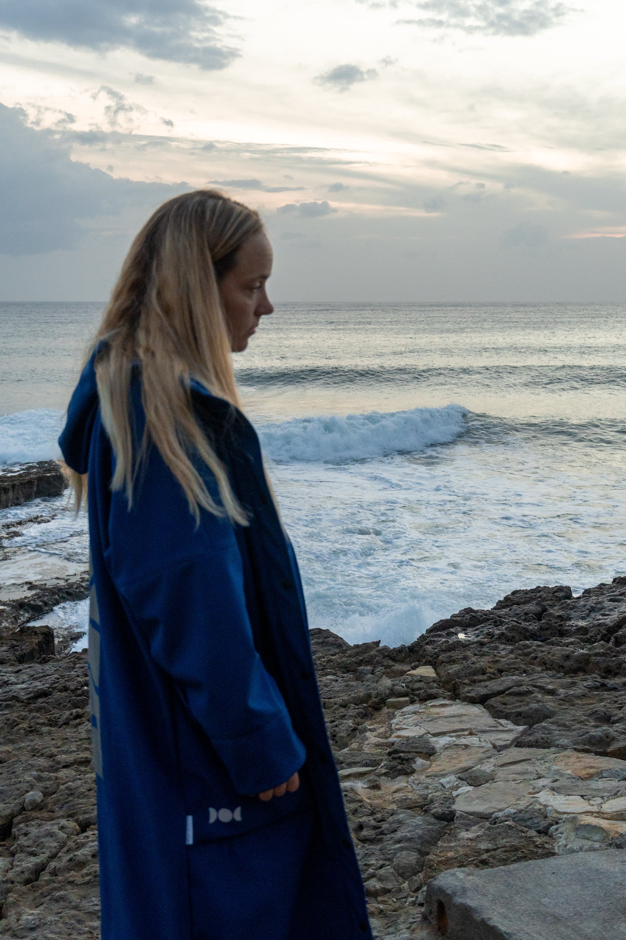 Reflective Silver Ocean Design Blue Softshell Unisex Raincoat