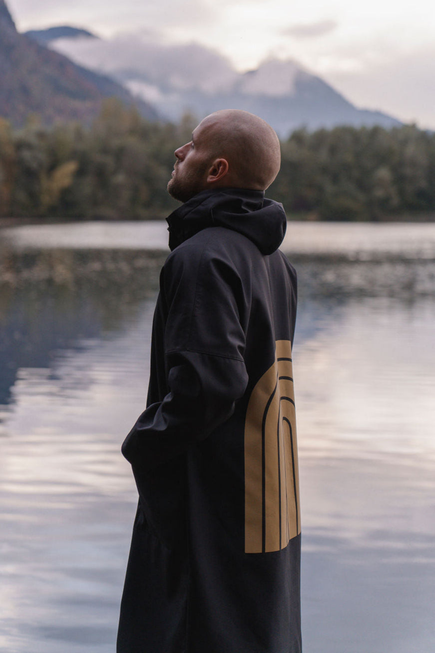 Reflective Gold Moon Phases Design Black Softshell Unisex Raincoat