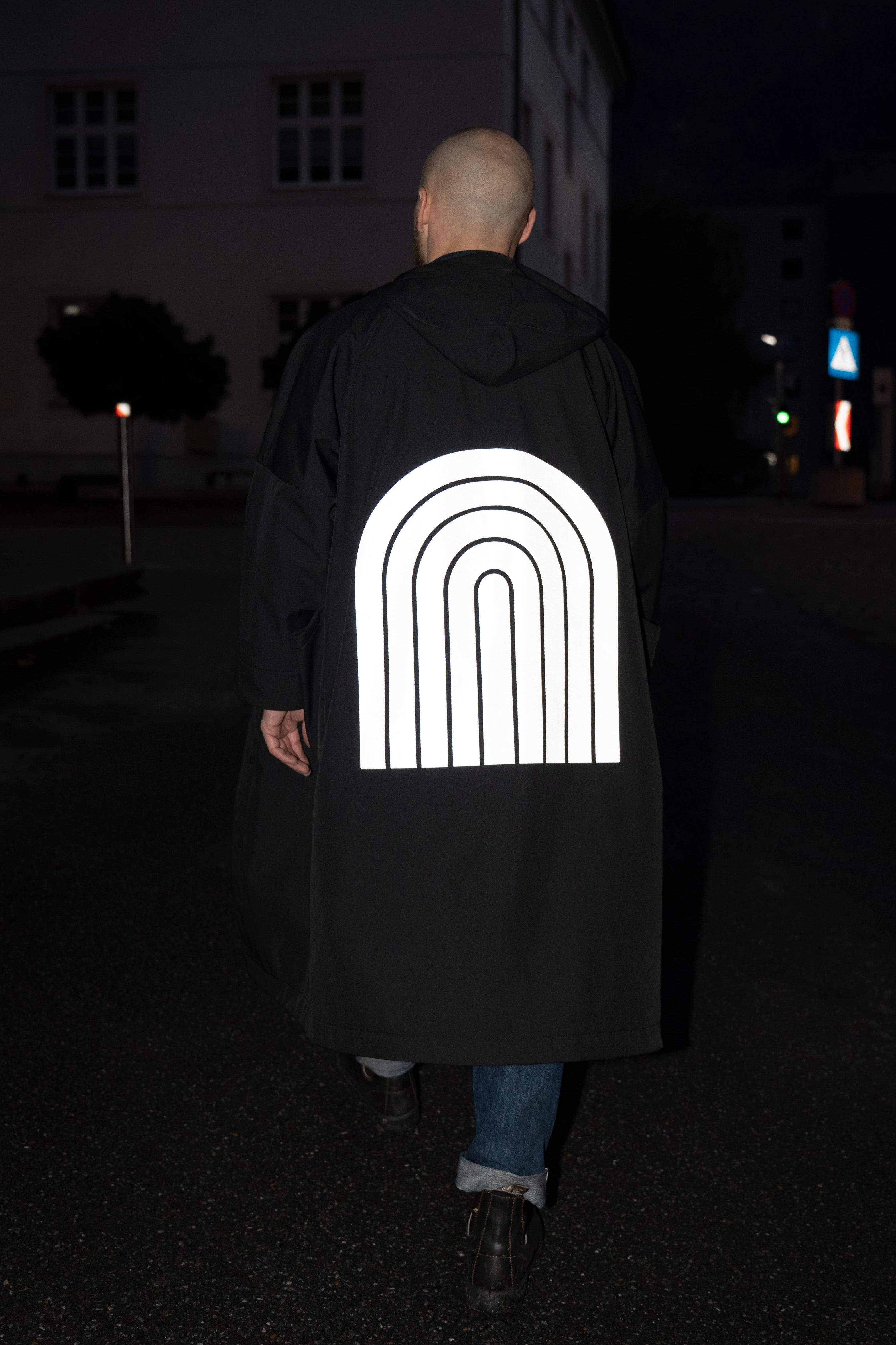 Reflective Silver Rainbow Design Black Softshell Unisex Raincoat