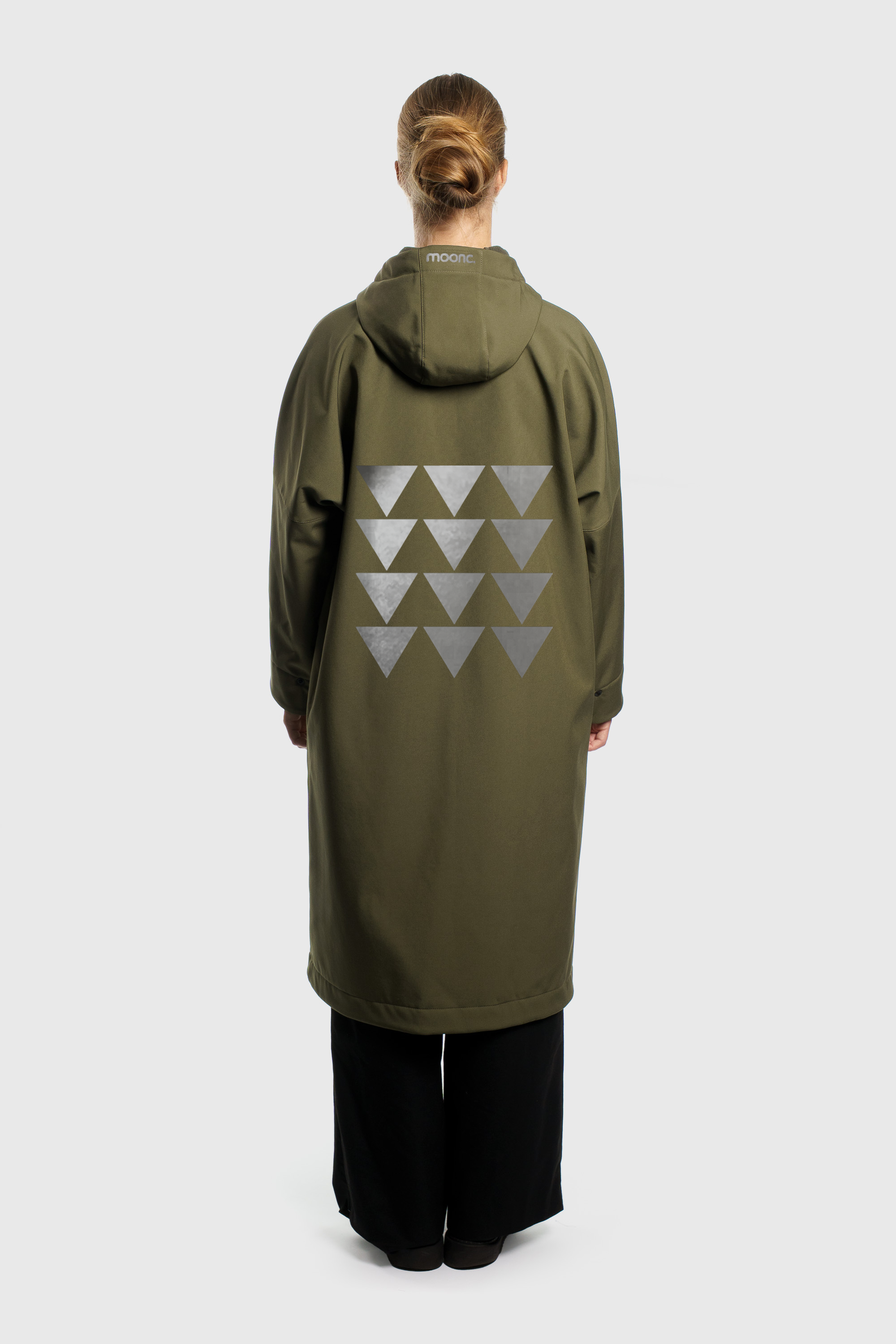 Reflective Raincoat - Silver Triangles / Khaki – MOON COATS