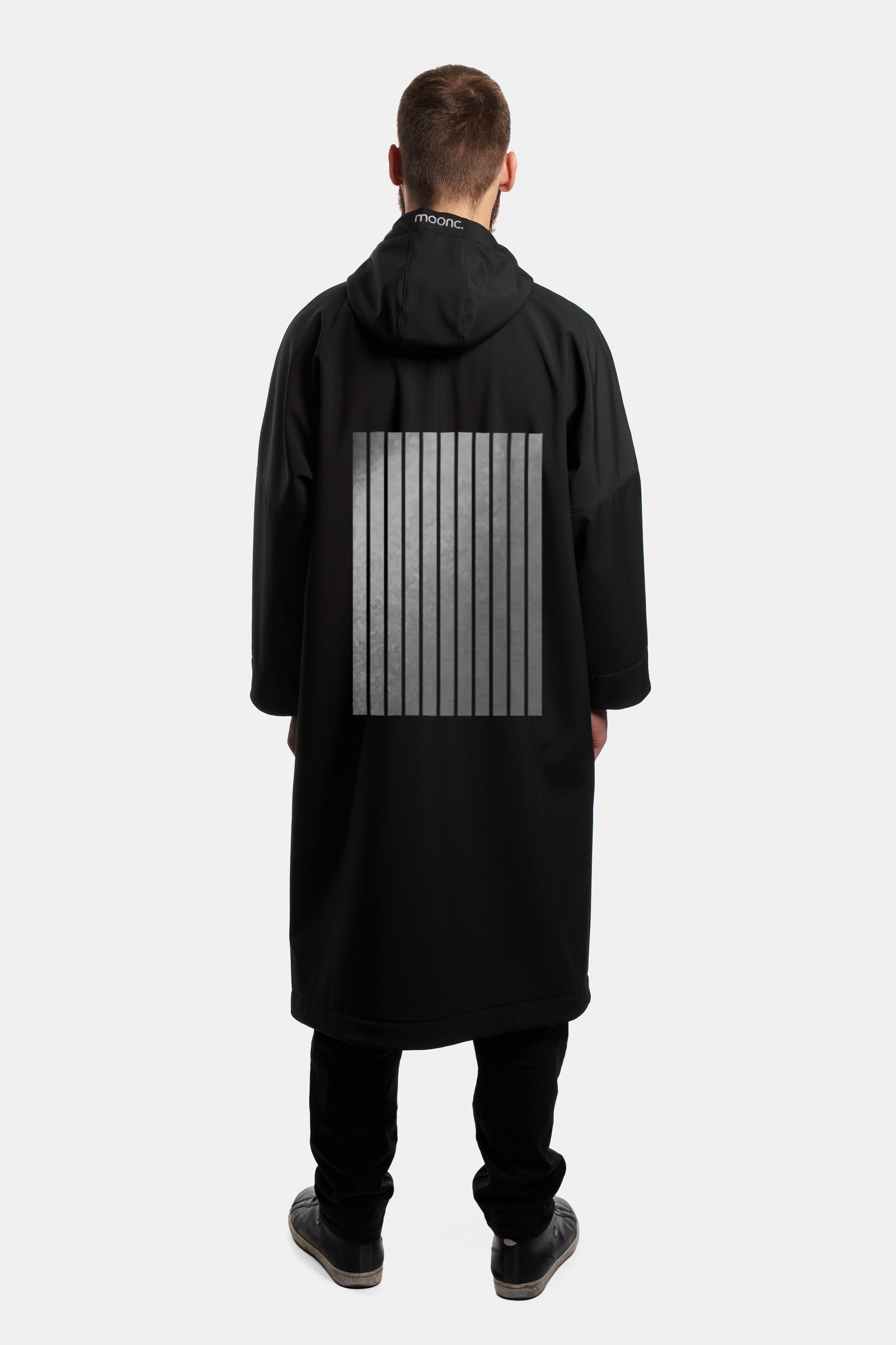 Reflective Raincoat - Silver Stripes / Black